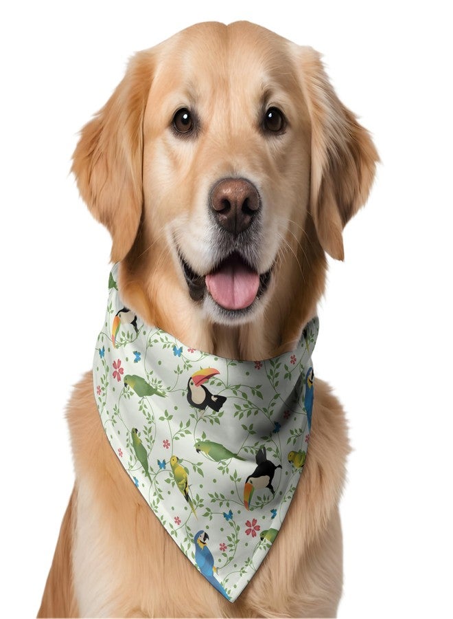 W Dog Bandana Collar Adjustable by W | This Beautiful Gorgeous Design Dog Collar Bandana Scarf is Perfect Styling Accessory for Dogs (M, Parrot) - Image 1